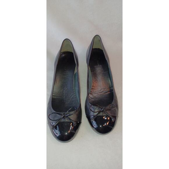 Cole Haan Black Leather Patent Toe Shoes Cushioned Sole Size 8 B Wedge - Picture 3 of 9